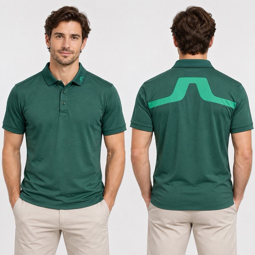 J.Lindeberg Men’s Golf Polo Shirt Medium Bridge Logo Regular Fit Performance